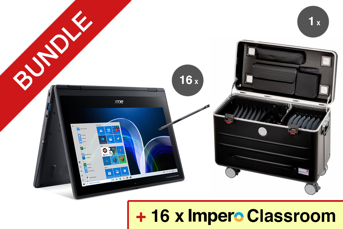 PARAT Tabletkoffer inkl. Acer TravelMate Spin B3 & Impero Classroom - 16er Klassensatz