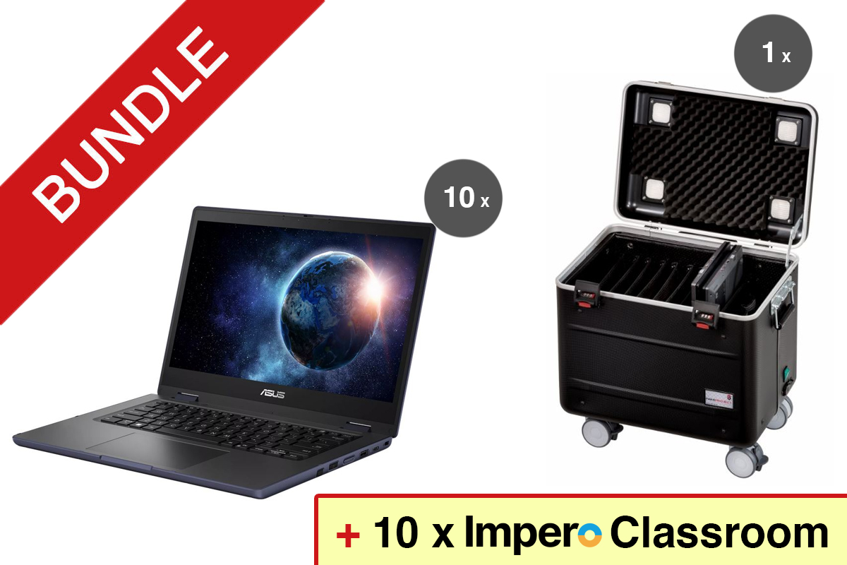 PARAT Tabletkoffer inkl. ASUS BR1402FGA & Impero Classroom -10er Klassensatz