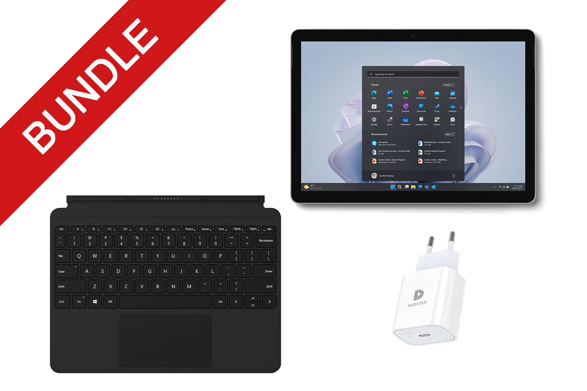 Microsoft Surface Go 4 + Type Cover + DEQSTER USB-C Charger