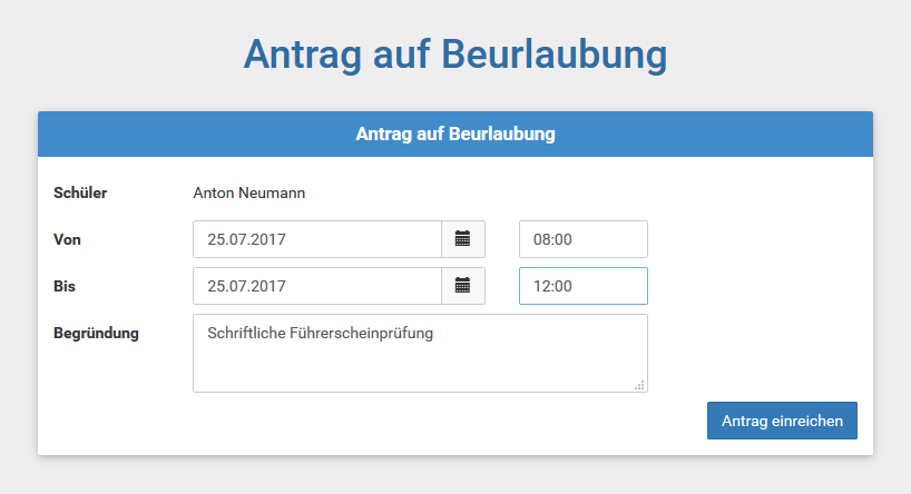 Schulmanager Online: Beurlaubung