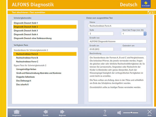 Alfons Diagnostikprogramm Deutsch