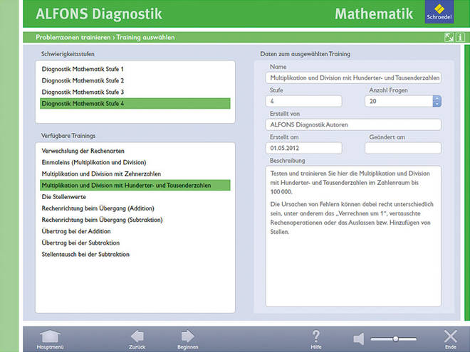 Alfons Diagnostikprogramm Mathematik