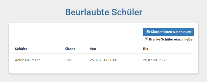 Schulmanager Online: Beurlaubung