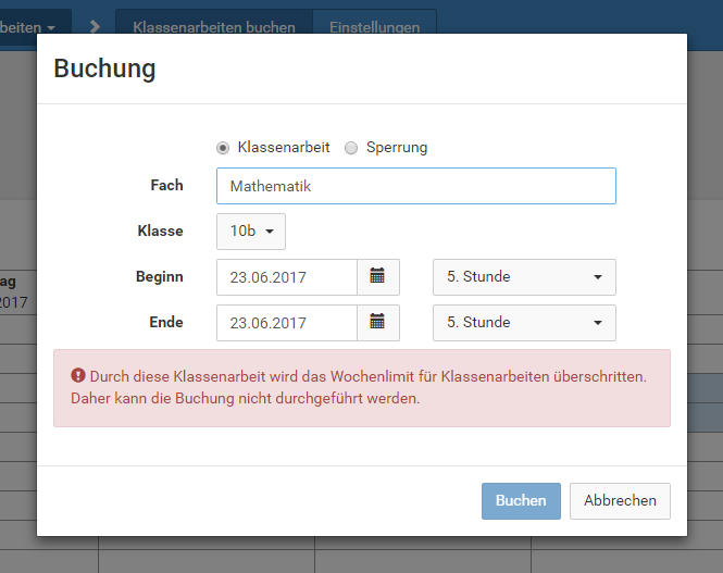 Schulmanager Online: Klassenarbeiten