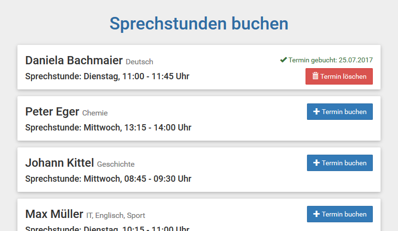 Schulmanager Online: Sprechstundenbuchung