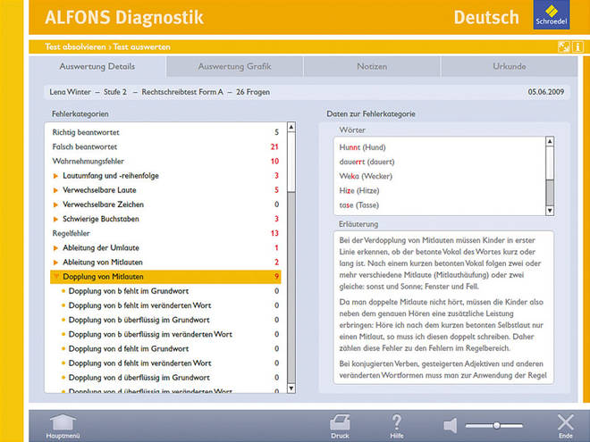 Alfons Diagnostikprogramm Deutsch