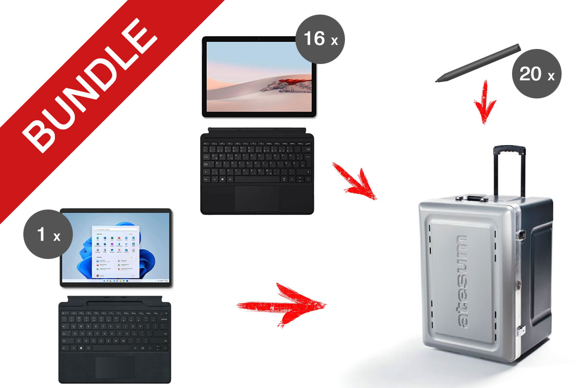 ATESUM Atecase 493 Tabletkoffer inkl. Microsoft Surface Go -Klassensatz