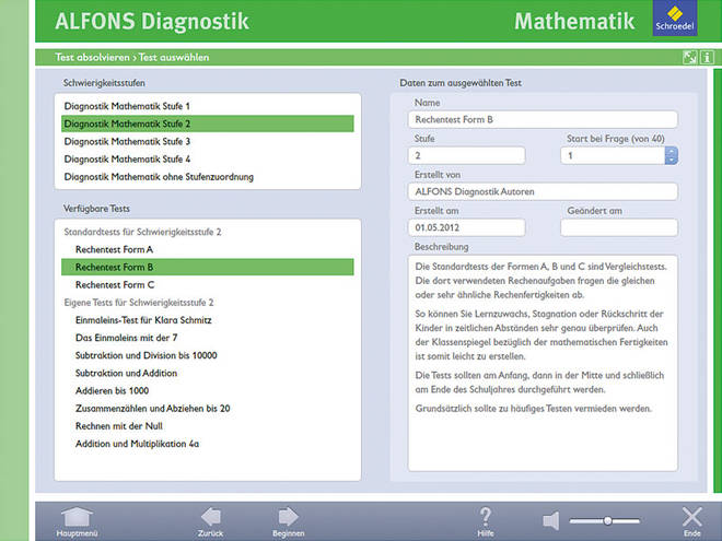 Alfons Diagnostikprogramm Mathematik