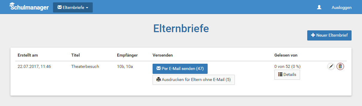 Schulmanager Online: Elternbriefe