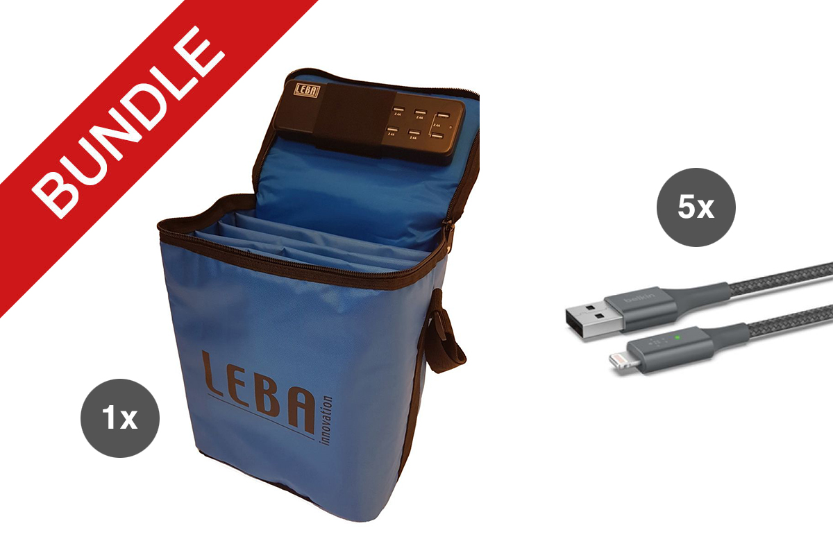 LEBA NoteBag + 5x Belkin Kabel USB-A auf Lightning Connector